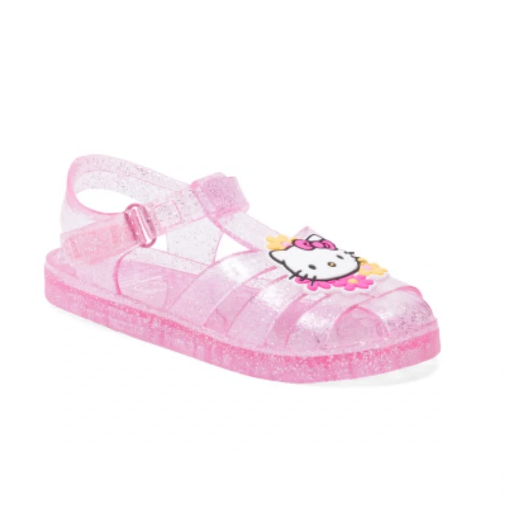 HELLO KITTY Glitter Pink 80s Jelly Sandals New Box Included! Size 6 Toddler Girl